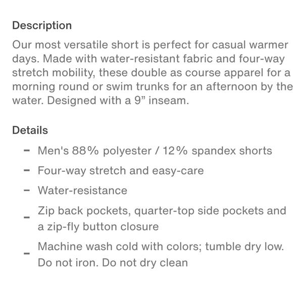 Peter Millar Shackleford Performance Hybrid Shorts 10" Inseam, sz 40 Golf & Swim - Picture 11 of 11